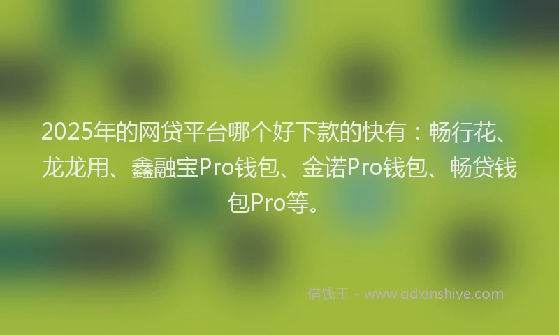 2025年的网贷平台哪个好下款的快有：畅行花、龙龙用、鑫融宝Pro钱包、金诺Pro钱包、畅贷钱包Pro等。