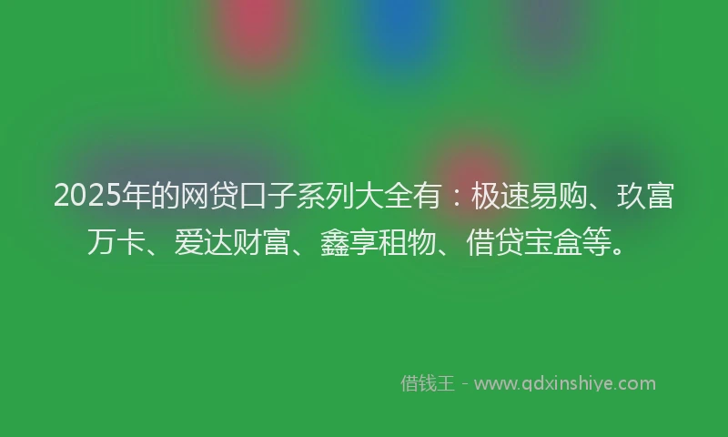 2025年的网贷口子系列大全有：极速易购、玖富万卡、爱达财富、鑫享租物、借贷宝盒等。