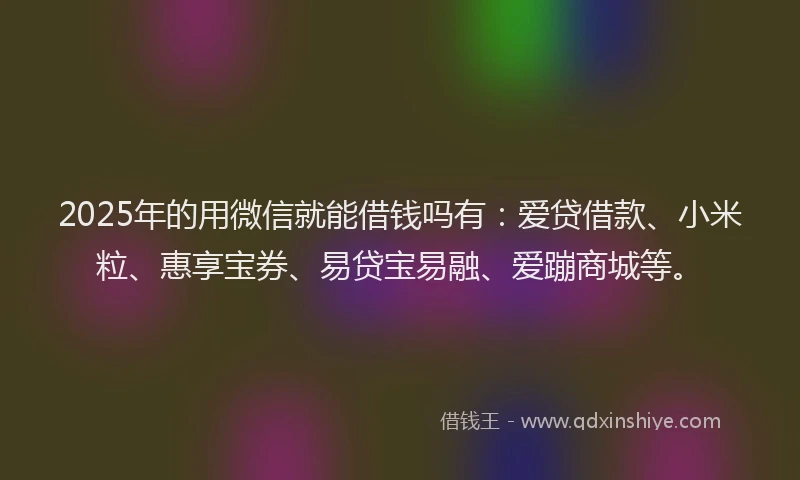 2025年的用微信就能借钱吗有：爱贷借款、小米粒、惠享宝券、易贷宝易融、爱蹦商城等。