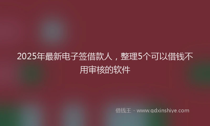 2025年最新电子签借款人，整理5个可以借钱不用审核的软件