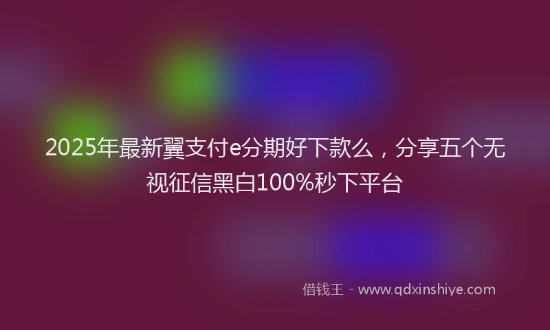 2025年最新翼支付e分期好下款么，分享五个无视征信黑白100%秒下平台