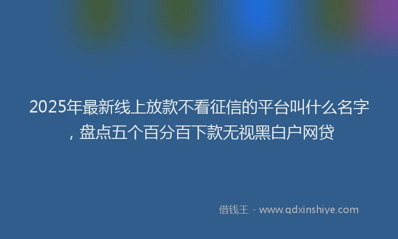 2025年最新线上放款不看征信的平台叫什么名字，盘点五个百分百下款无视黑白户网贷
