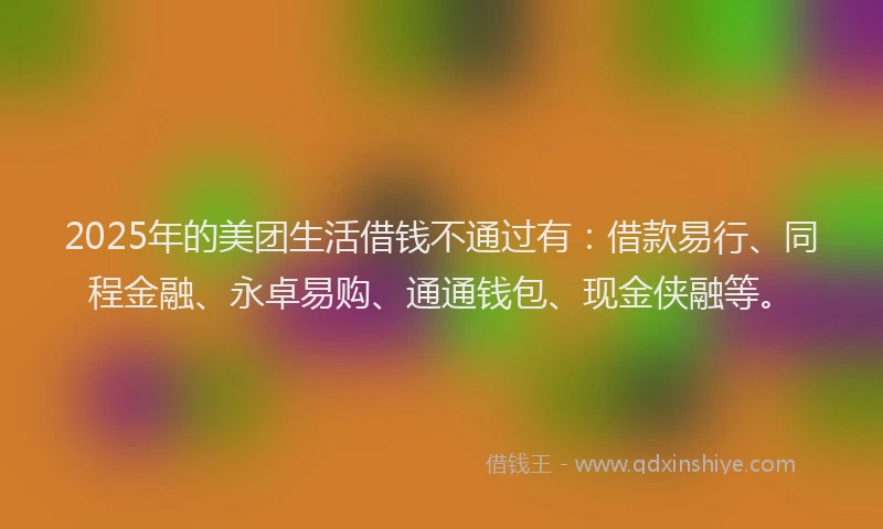2025年的美团生活借钱不通过有：借款易行、同程金融、永卓易购、通通钱包、现金侠融等。