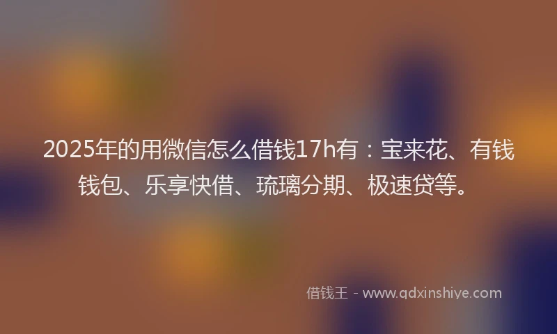 2025年的用微信怎么借钱17h有：宝来花、有钱钱包、乐享快借、琉璃分期、极速贷等。