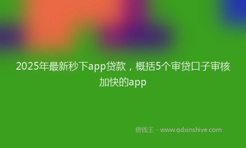 2025年最新秒下app贷款，概括5个审贷口子审核加快的app
