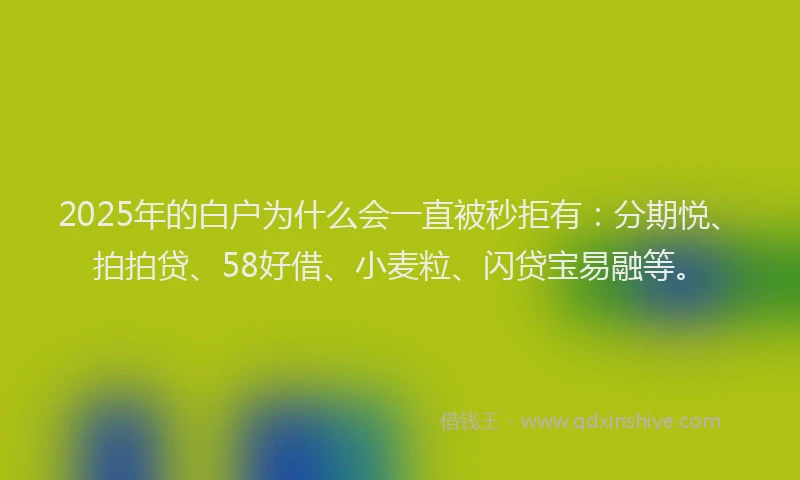 2025年的白户为什么会一直被秒拒有：分期悦、拍拍贷、58好借、小麦粒、闪贷宝易融等。
