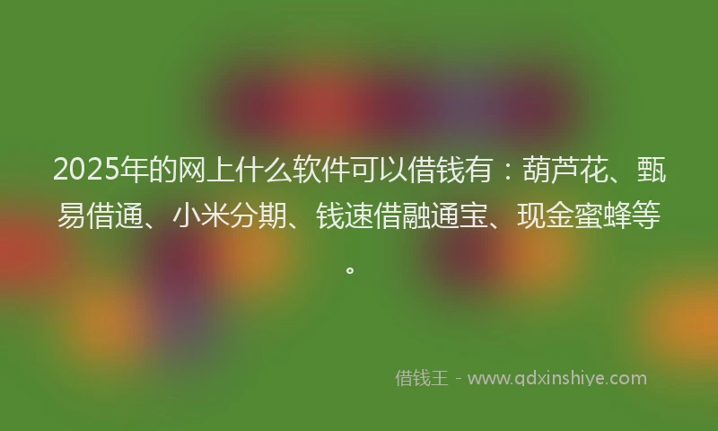 2025年的网上什么软件可以借钱有：葫芦花、甄易借通、小米分期、钱速借融通宝、现金蜜蜂等。