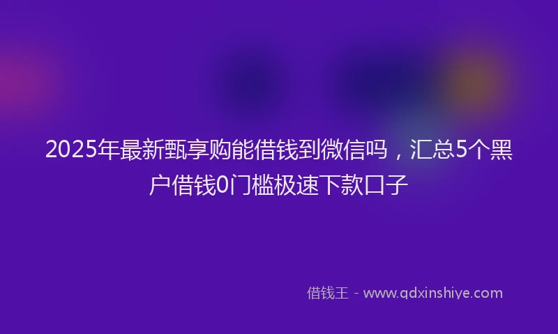 2025年最新甄享购能借钱到微信吗，汇总5个黑户借钱0门槛极速下款口子