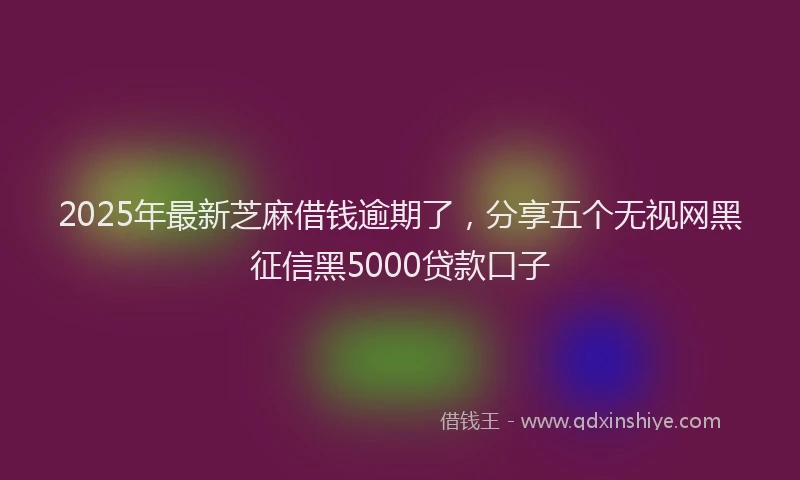 2025年最新芝麻借钱逾期了，分享五个无视网黑征信黑5000贷款口子