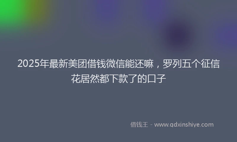 2025年最新美团借钱微信能还嘛，罗列五个征信花居然都下款了的口子