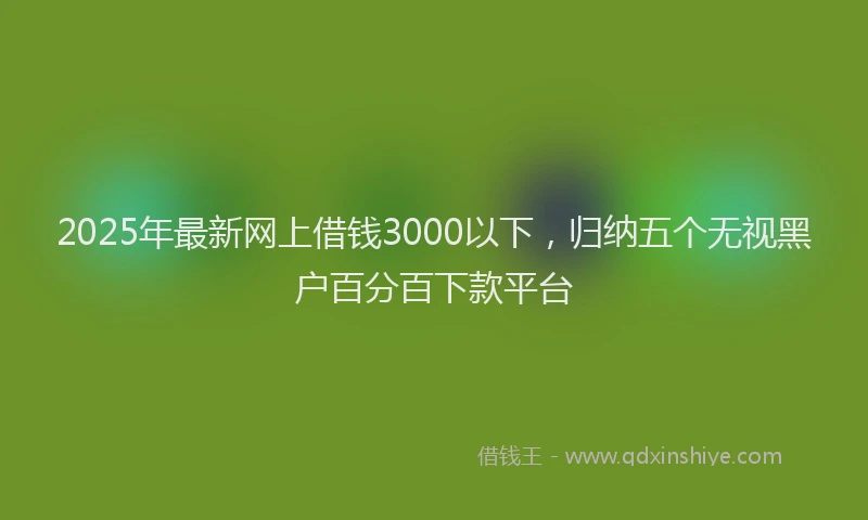 2025年最新网上借钱3000以下，归纳五个无视黑户百分百下款平台