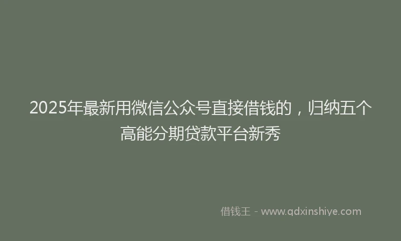 2025年最新用微信公众号直接借钱的，归纳五个高能分期贷款平台新秀