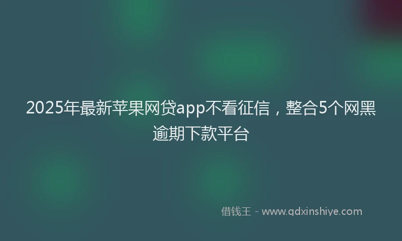 2025年最新苹果网贷app不看征信，整合5个网黑逾期下款平台
