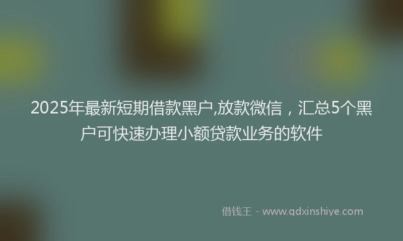 2025年最新短期借款黑户,放款微信，汇总5个黑户可快速办理小额贷款业务的软件