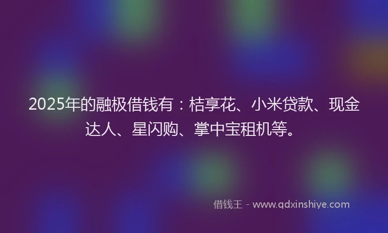 2025年的融极借钱有：桔享花、小米贷款、现金达人、星闪购、掌中宝租机等。