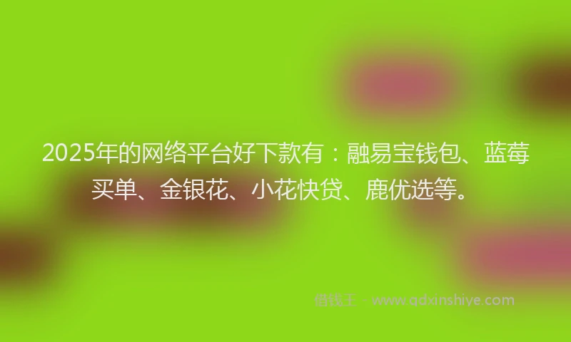 2025年的网络平台好下款有：融易宝钱包、蓝莓买单、金银花、小花快贷、鹿优选等。