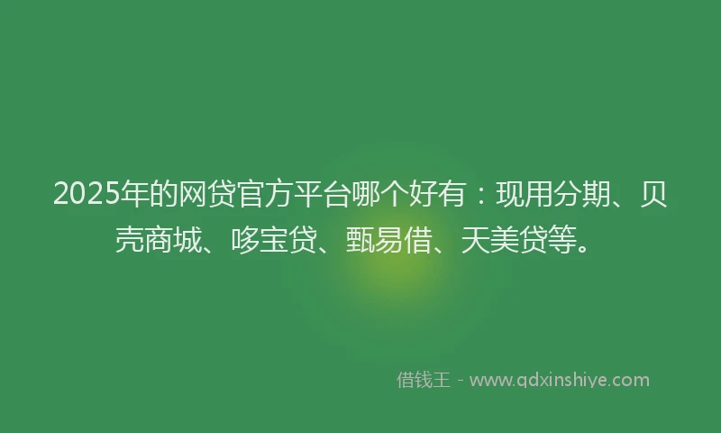 2025年的网贷官方平台哪个好有：现用分期、贝壳商城、哆宝贷、甄易借、天美贷等。