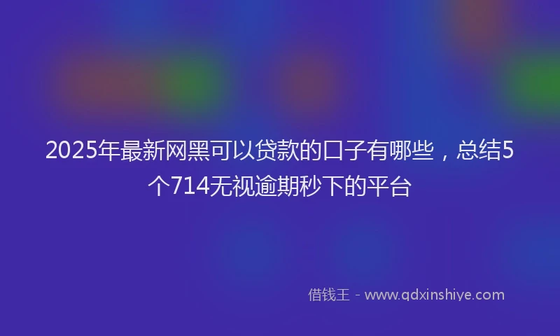 2025年最新网黑可以贷款的口子有哪些，总结5个714无视逾期秒下的平台