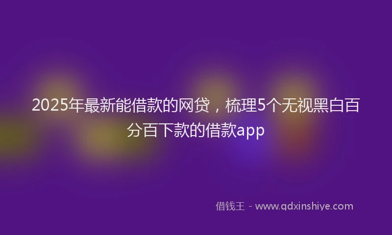 2025年最新能借款的网贷，梳理5个无视黑白百分百下款的借款app