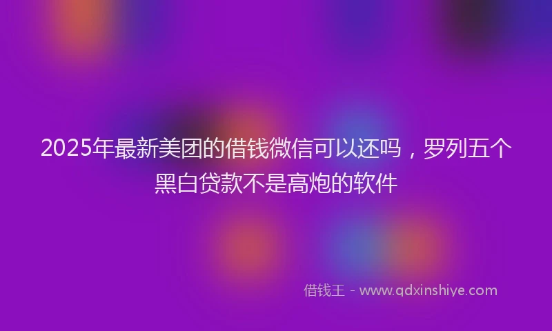 2025年最新美团的借钱微信可以还吗，罗列五个黑白贷款不是高炮的软件