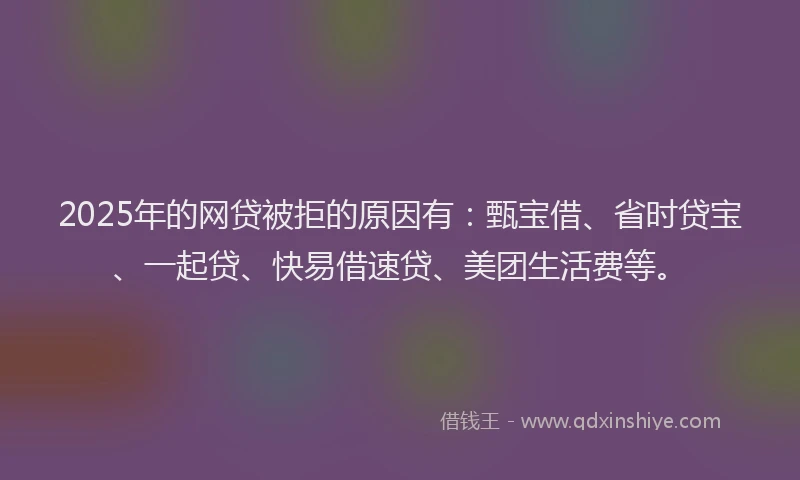 2025年的网贷被拒的原因有：甄宝借、省时贷宝、一起贷、快易借速贷、美团生活费等。