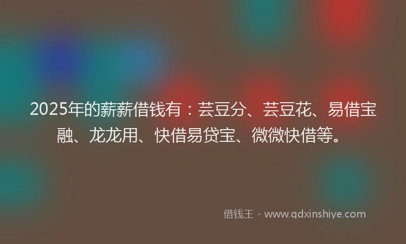 2025年的薪薪借钱有：芸豆分、芸豆花、易借宝融、龙龙用、快借易贷宝、微微快借等。