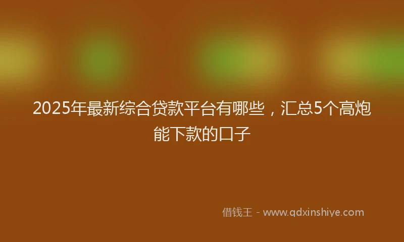 2025年最新综合贷款平台有哪些，汇总5个高炮能下款的口子
