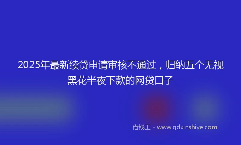 2025年最新续贷申请审核不通过，归纳五个无视黑花半夜下款的网贷口子