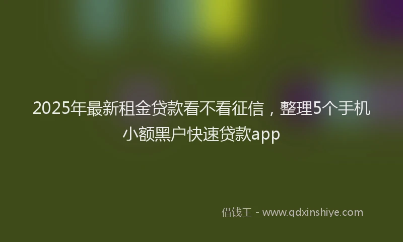 2025年最新租金贷款看不看征信，整理5个手机小额黑户快速贷款app