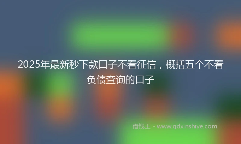 2025年最新秒下款口子不看征信，概括五个不看负债查询的口子