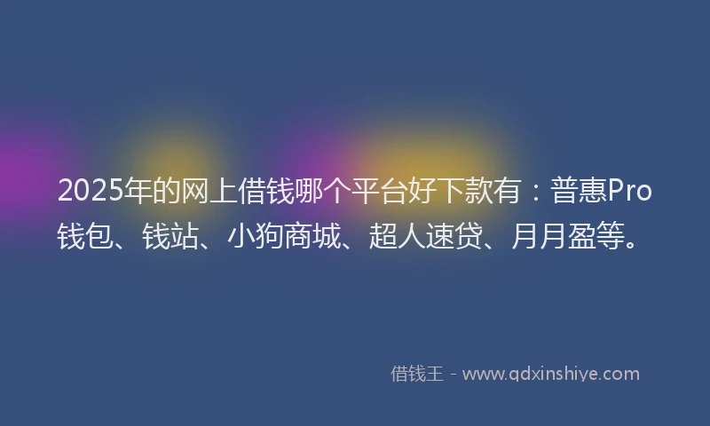 2025年的网上借钱哪个平台好下款有：普惠Pro钱包、钱站、小狗商城、超人速贷、月月盈等。