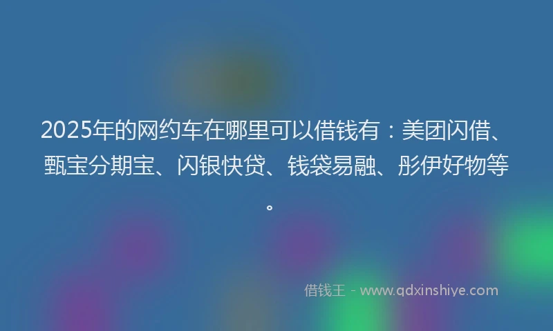 2025年的网约车在哪里可以借钱有：美团闪借、甄宝分期宝、闪银快贷、钱袋易融、彤伊好物等。