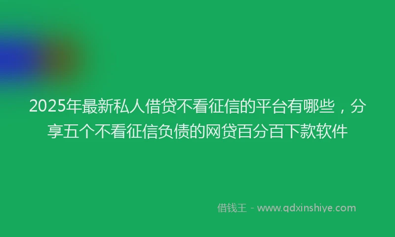 2025年最新私人借贷不看征信的平台有哪些，分享五个不看征信负债的网贷百分百下款软件