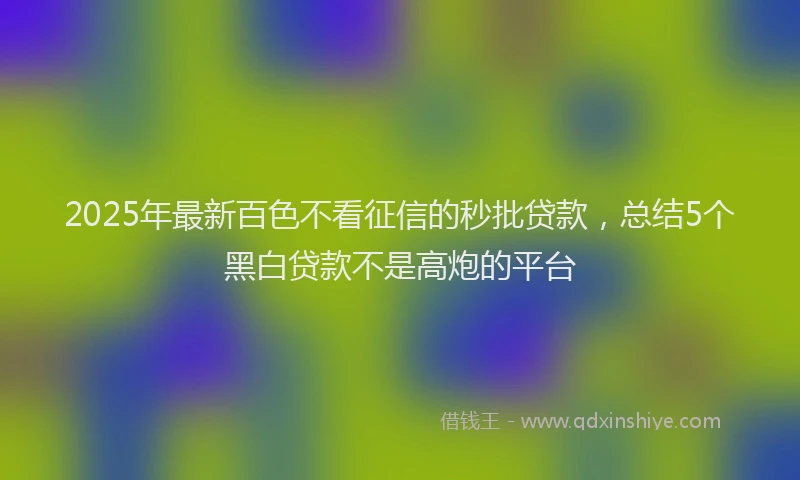 2025年最新百色不看征信的秒批贷款，总结5个黑白贷款不是高炮的平台