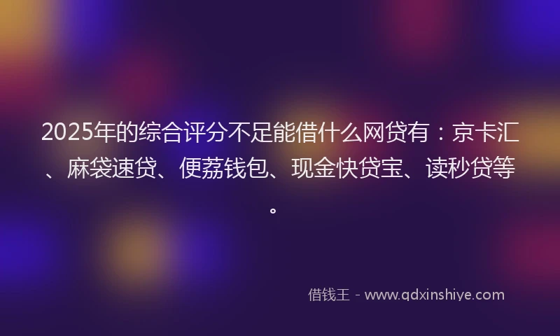 2025年的综合评分不足能借什么网贷有：京卡汇、麻袋速贷、便荔钱包、现金快贷宝、读秒贷等。