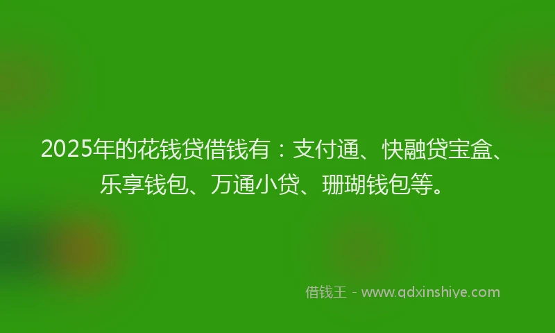 2025年的花钱贷借钱有：支付通、快融贷宝盒、乐享钱包、万通小贷、珊瑚钱包等。