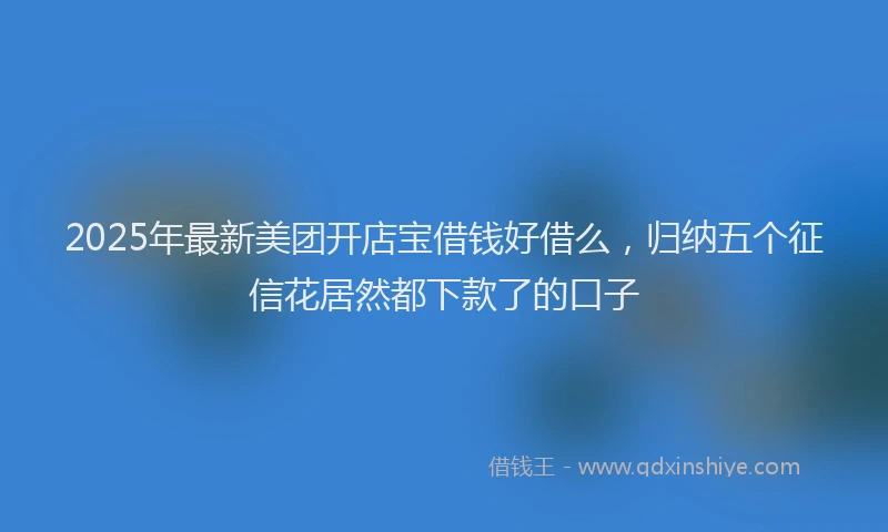 2025年最新美团开店宝借钱好借么，归纳五个征信花居然都下款了的口子