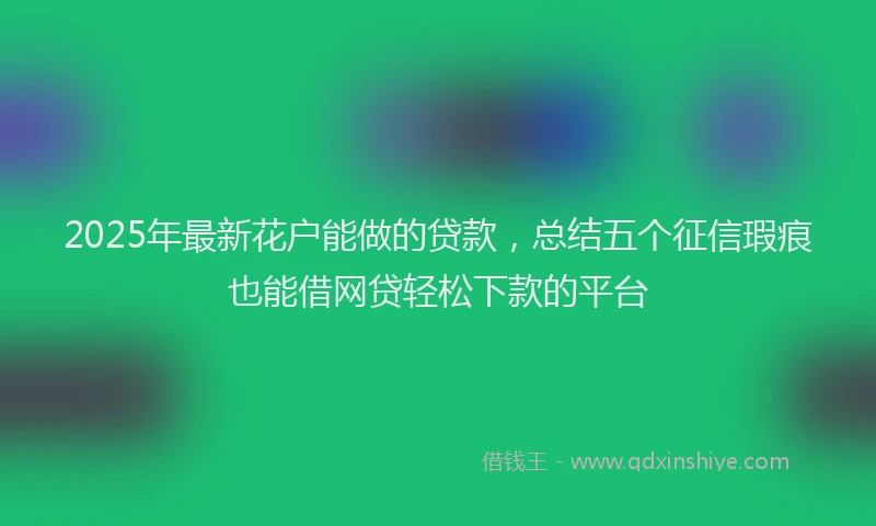 2025年最新花户能做的贷款，总结五个征信瑕疵也能借网贷轻松下款的平台