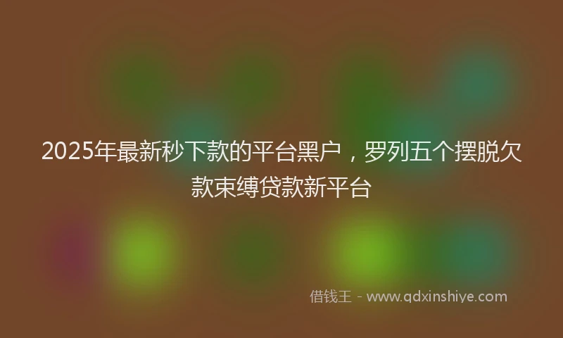 2025年最新秒下款的平台黑户，罗列五个摆脱欠款束缚贷款新平台