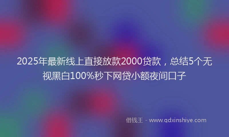 2025年最新线上直接放款2000贷款，总结5个无视黑白100%秒下网贷小额夜间口子
