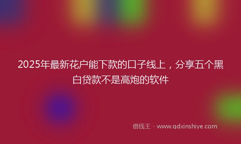 2025年最新花户能下款的口子线上，分享五个黑白贷款不是高炮的软件