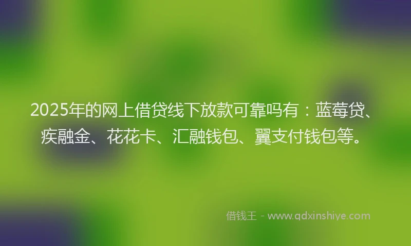 2025年的网上借贷线下放款可靠吗有：蓝莓贷、疾融金、花花卡、汇融钱包、翼支付钱包等。