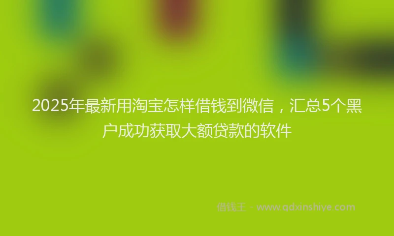 2025年最新用淘宝怎样借钱到微信，汇总5个黑户成功获取大额贷款的软件