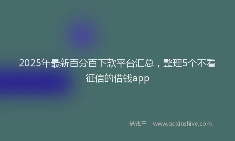2025年最新百分百下款平台汇总，整理5个不看征信的借钱app