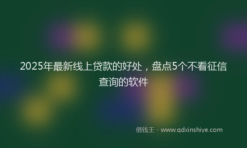 2025年最新线上贷款的好处，盘点5个不看征信查询的软件