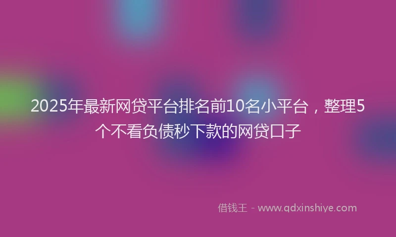 2025年最新网贷平台排名前10名小平台，整理5个不看负债秒下款的网贷口子