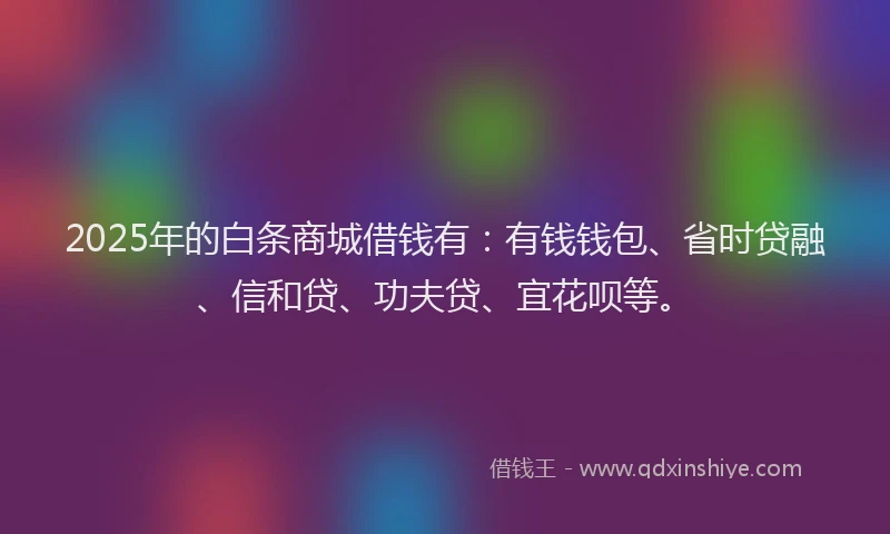 2025年的白条商城借钱有：有钱钱包、省时贷融、信和贷、功夫贷、宜花呗等。