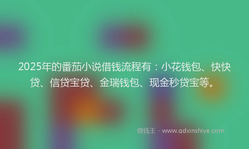 2025年的番茄小说借钱流程有：小花钱包、快快贷、信贷宝贷、金瑞钱包、现金秒贷宝等。