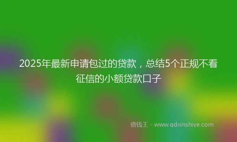 2025年最新申请包过的贷款，总结5个正规不看征信的小额贷款口子