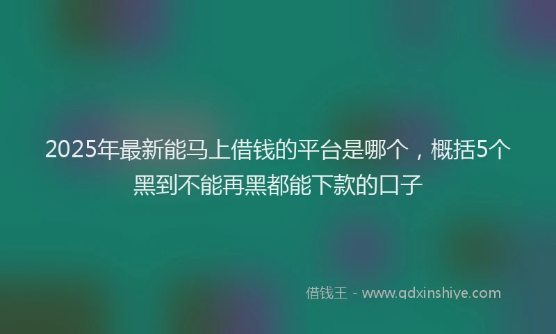 2025年最新能马上借钱的平台是哪个，概括5个黑到不能再黑都能下款的口子